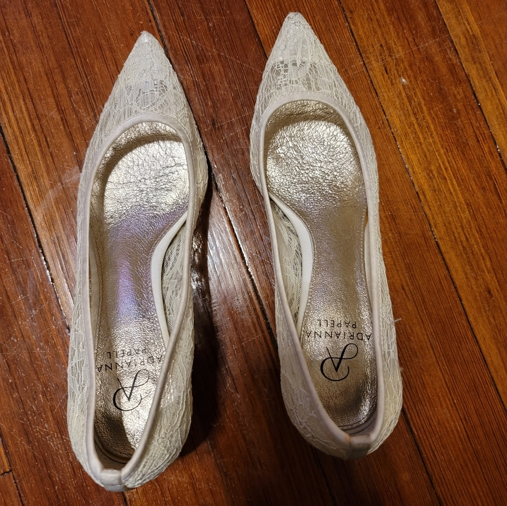 Adrianna Pappel " Lois" Ivory Lace Low Heel Pumps